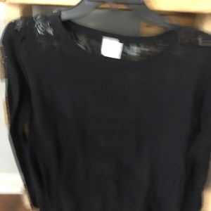 CAbi black sweater with lace back S